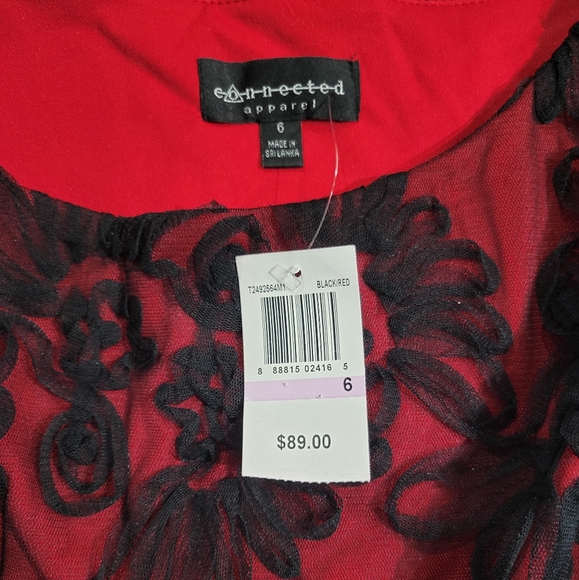 NEW Red & Black Soutache Faux-wrap Gown Size 6 - Picture 5 of 6